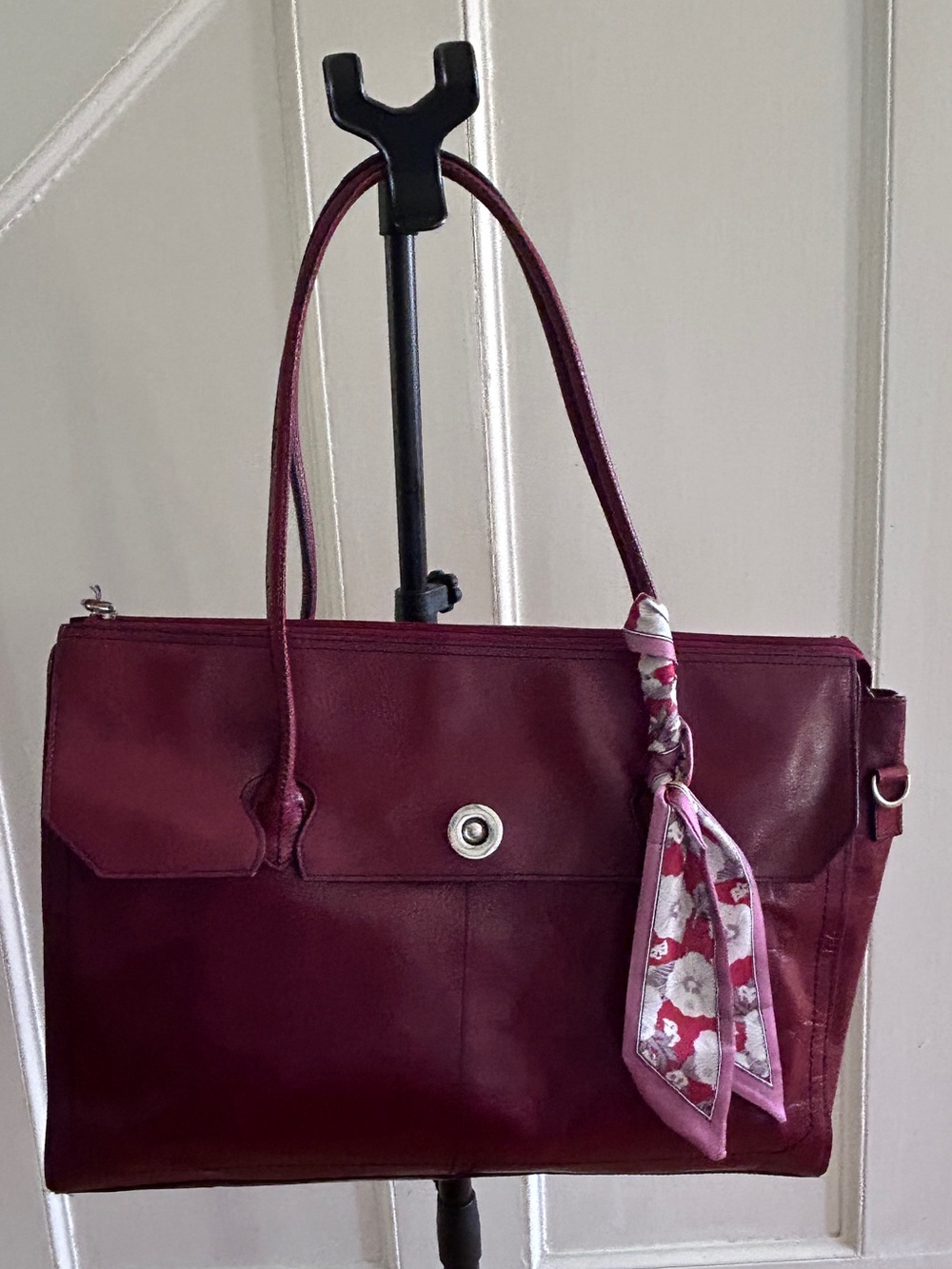 Pelle Studio Burgundy Large Tote Shoulder Bag Structured Work Bag